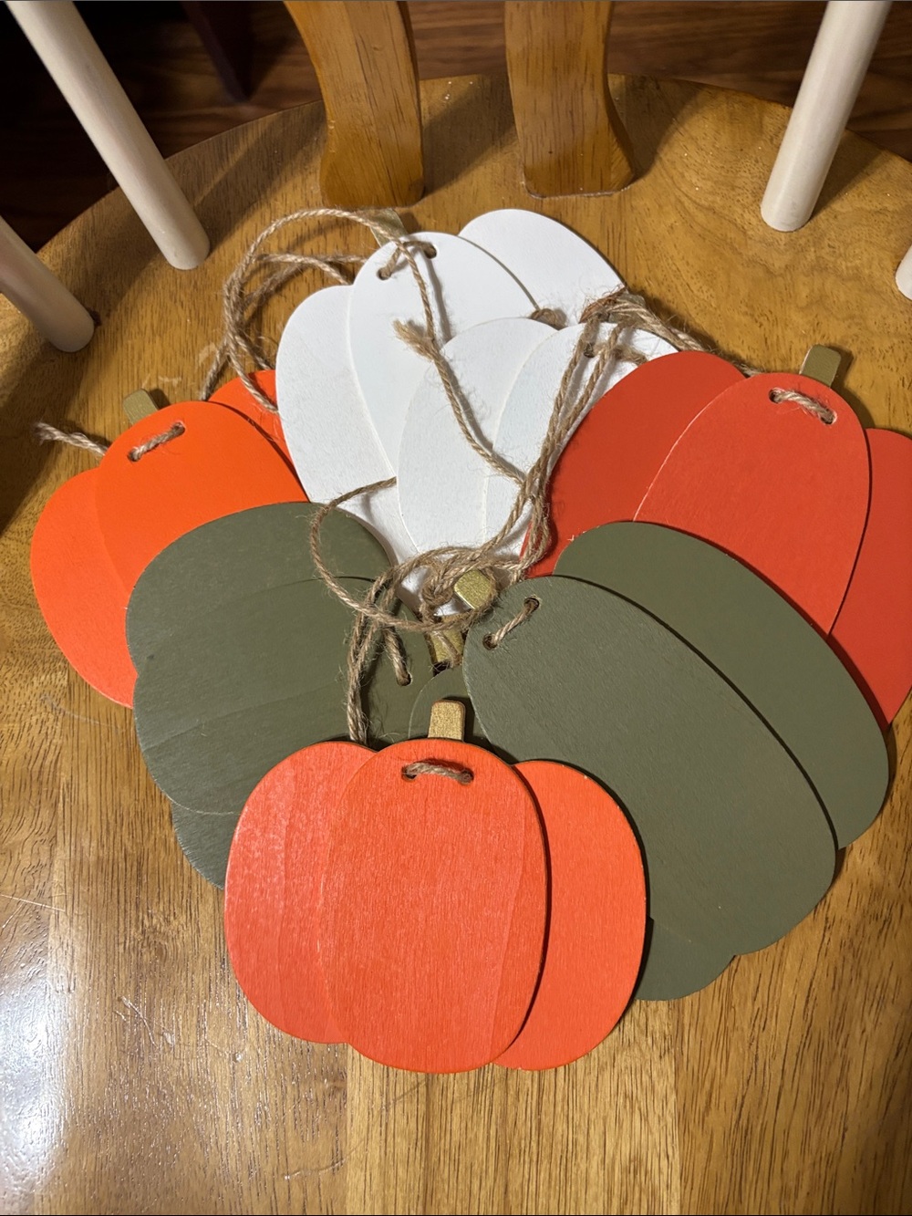 Farmhouse Pumpkin Tag Set in Orange, Olive, White